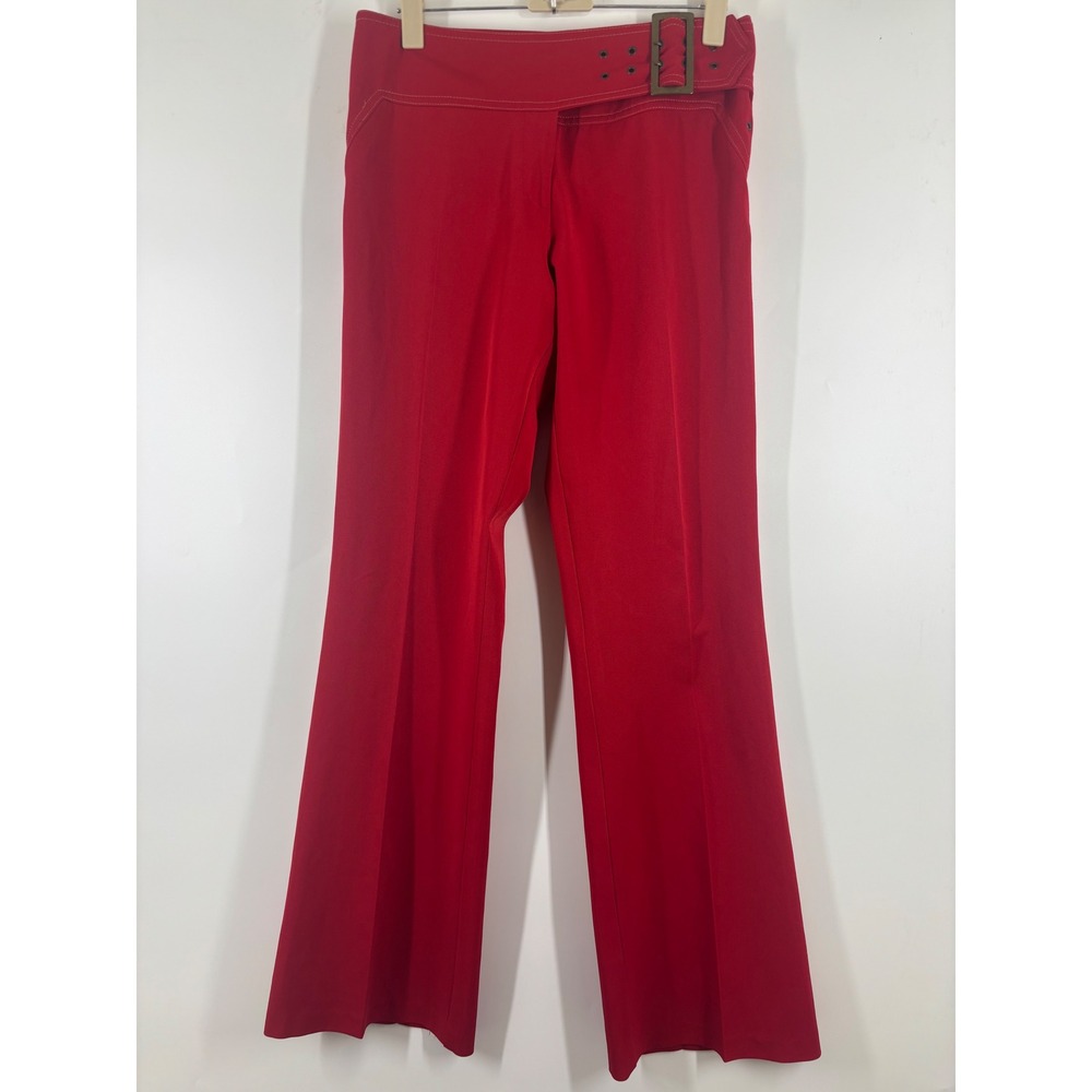 Sooki Red Belted‎ Flare Leg Trousers Antique Brass Buckle Grommet Detail Mens 6